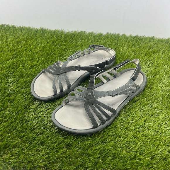 Merrell Women’s Sandals Size 6 Gray Leather Hiking Outdoor Slingback - Picture 1 of 9